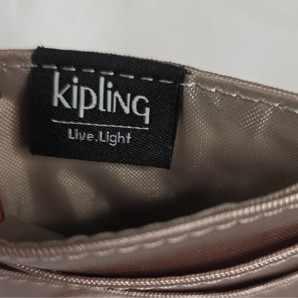 Kipling Card Pal Slim Nylon Card Case / Metallic Rose Gold Wallet
